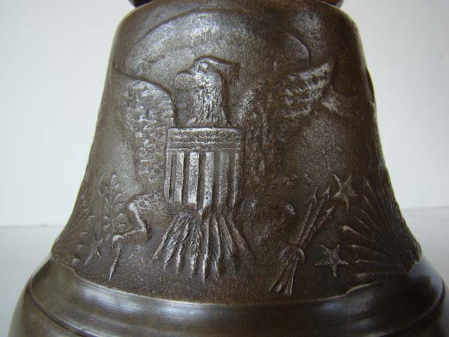 An antique cast brass Civil War era bell with American eagle motif circa 1860-1865 — image 2